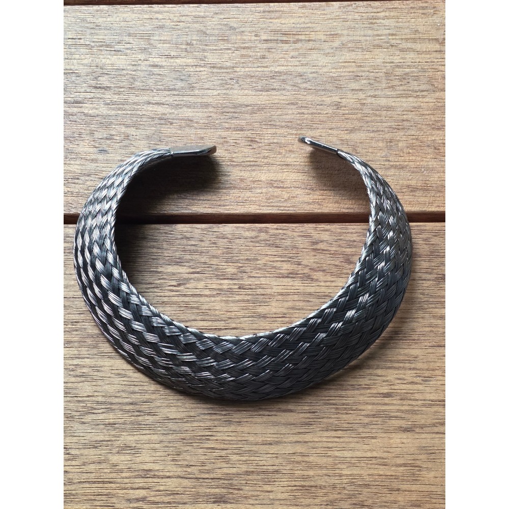 BJS Design Gunmetal Grey Woven Statement Necklace